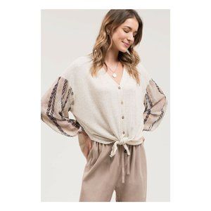 NEW Blu Pepper Long Sleeve Waffle Knit Cardigan